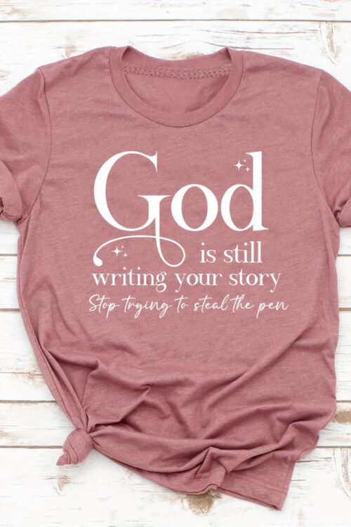 God Print Crew Neck T-shirt, Casual Short Sleeve Top For Spring & Summer, Women’s Clothing