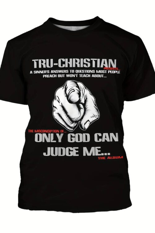 “ONLY GOD CAN JUDGE ME” Alphabet Print Men’s Crew Neck Short Sleeve T-shirt, Casual Summer T-Shirt For Daily Wear And Vacation Resorts