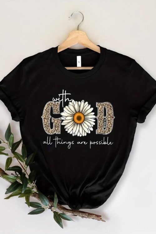 God Print Christian T-shirt, Short Sleeve Crew Neck Casual Top For Summer & Spring, Women’s Clothing