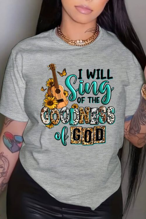 Goodness Of God Letter Print T-shirt, Casual Short Sleeve Crew Neck Top, Women’s Clothing