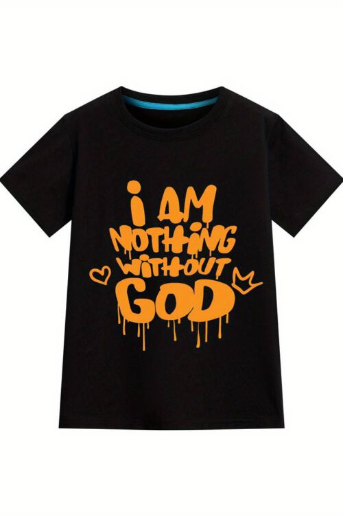 CHILD OF GOD Print Crew Neck T-shirt For Girls, Casual Short Sleeve Top, Girl’s Clothing For Summer Daily Wear (Copy)