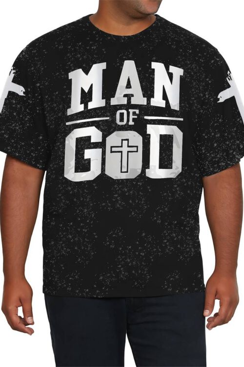 Plus Size Men’s “Man Of God” Print T-shirt For Summer, Casual Fashion Short Sleeve Tees For Males