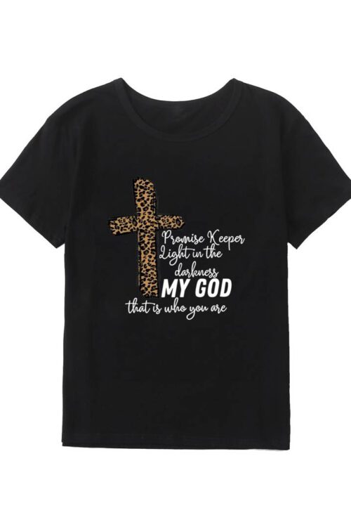 Women’s T-shirt Women’s Casual T-shirt MY GOD Print Short Sleeve T-shirt