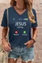 Jesus Calling Print T-Shirt, Short Sleeve V Neck Summer Casual Top, Women's Clothing